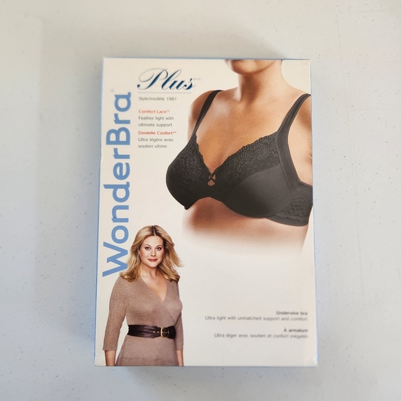 Wonderbra Plus New In Box Size 40D Stylr 1981 Black Unpadded Underwire Unlined - Picture 1 of 7
